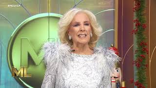 ¡ÚLTIMA MODA Mirtha Legrand de blanco plateado y plumas [upl. by Hgielram]