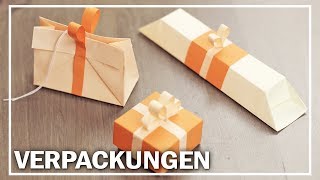 3 hübsche VERPACKUNGEN basteln  ohne Kleber  für Valentinstag Muttertag  Hochzeit [upl. by Adiaros]