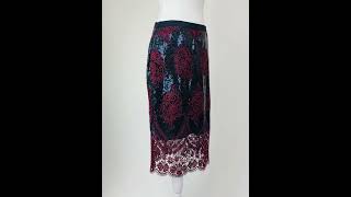 Patrizia Pepe NavyBurgandy Lace Sequin Embellished Skirt  Size 42 89 [upl. by Sivrahc197]