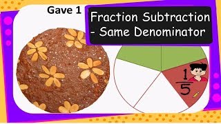 Maths  Fraction Subtraction  Same Denominator  English [upl. by Oiceladni]