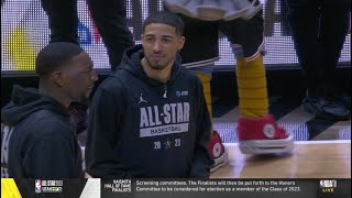 Tyrese Haliburton Cashes HalfCourt Shot For Charity  NBA AllStar Practice [upl. by Conrado]