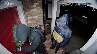 Doorbell camera spots armed suspected burglars at front door of Covina home [upl. by Reivazx393]