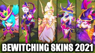 All New Bewitching Skins Spotlight Syndra Nami Fiora Morgana Yuumi Poppy League of Legends [upl. by Rich]