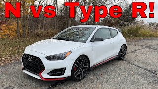 2022 Veloster N vs Civic Type R Review [upl. by Ahsienauq]