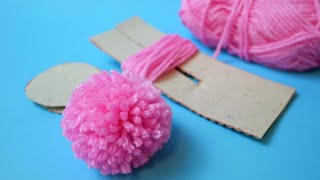 How to Make a Perfect Pom Pom  Pom Pom maker tutorial with Card Board  DIY Yarn Studio [upl. by Mcgregor154]