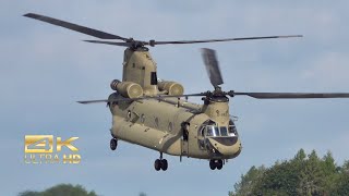 4K 2 Boeing CH47 F MYII CAAS Chinook Royal Netherlands Air Force departure RAF Fairford RIAT 2023 [upl. by Frear]