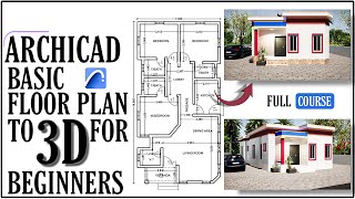 Archicad Tutorial  Basic Floor Plan To 3D For Beginners [upl. by Eibmab]