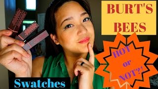 Burts Bees Lipstick Hot or Not Lip swatch and review [upl. by Lenahtan]