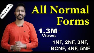 Lec29 All Normal Forms with Real life examples  1NF 2NF 3NF BCNF 4NF 5NF  All in One [upl. by Aeli]