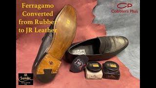 Ferragamo Loafers converted from a Molded Rubber Soles to Blake Stitched JR Leather Full Soles [upl. by Anica]