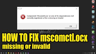 How to fix  mscomctlocx missing or invalid  PCLP error problem fix [upl. by Ielirol]