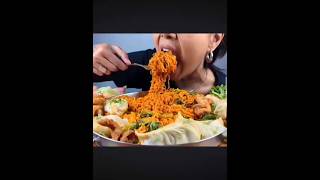 Spicy noodles momos asmr mukbang 2xspicy eatingshow youtubeshorts eatingvideos food [upl. by Nna]