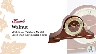 215cm Walnut Mechanical Tambour Mantel Clock With Westminster Chime By Hermle [upl. by Iel]