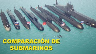 ¿Cuál es el submarino más grande del mundo Comparación de tamaños de Submarinos [upl. by Elesig]