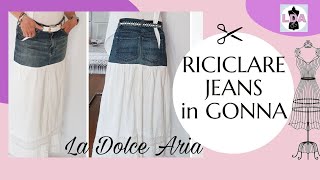 Riciclare i jeans in gonna  Skirt refashion [upl. by Chaudoin]