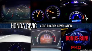 Honda Civic Acceleration Compilation  0100 [upl. by Gayleen142]