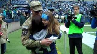 Soldier Homecoming surprise on Veterans Day at Seahawks Game [upl. by Guntar]