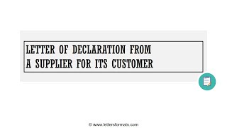 How to Write a Letter of Declaration from a Supplier for its Client [upl. by Elimay]