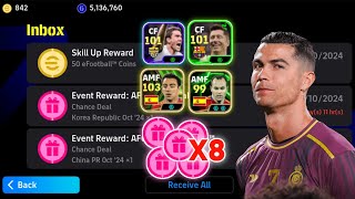 Best Player Reward X8 🎁🎉 Efootball 2025 Mobile  Free EPIC A Iniesta 🔥 [upl. by Enyalb393]