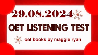 OET LISTENING TEST 29082024 maggie ryan oet oetexam oetnursing oetlisteningtest [upl. by Jarrid]