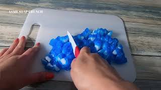 Cutting Blue Melamine Sponge Slime ASMR  No Talking [upl. by Ettelocin]