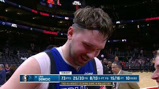 Luka Doncic talks 73pt game vs Hawks Postgame Interview [upl. by Abisha949]