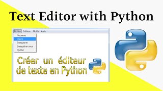 Creer Un Editeur de Texte Avec Python Création Menu Partie4 Commande Enregistrer Sous [upl. by Nesta]