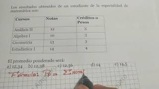 Problemas resueltos en Estadística promedio ponderado mikizon [upl. by Jowett]