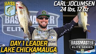 Carl Jocumsen leads Day 1 at Lake Chickamauga with 24 pounds 12 ounces Bassmaster Elite Series [upl. by Zarla]