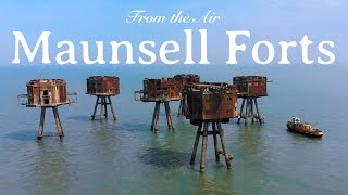 Maunsell Sea Forts  Red Sands From the Air Thames England  Remains 4K Drone [upl. by Nimref]