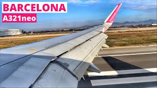 Wizzair Airbus A321neo Landing at BARCELONA Airport  4K Wing View iPhone 12 Pro [upl. by Attenat]