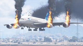 A380 Emergency Landing On Water With Exploded Engines  GTA 5 [upl. by Koenraad]