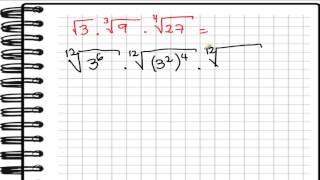 MULTIPLICACION RADICALES INDICE DIFERENTE EJ 1 [upl. by Ffirahs386]