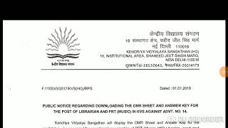 KVS OMR Sheet PRT Music amp Librarian  Download OMR Sheet amp Challange the Answer  Like Share [upl. by Diamond270]