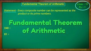 Fundamental Theorem of Arithmetic Class  10th [upl. by Filide]