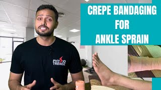 How to Wrap Crepe Bandage For Ankle Sprain  Faster Home Recovery Trick Ankle sprain Bandage [upl. by Emsmus600]