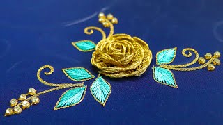 Rose Flower Hand Embroidery Tutorial  Easy Embroidery For Beginners [upl. by Aronson]