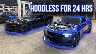 24 HOURS HOODLESS IN CAMAROS chevy [upl. by Yendirb903]