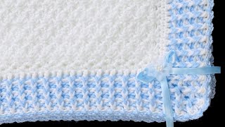 BABY BLANKET CROCHET PATTERN WITH BEAUTIFUL CROCHET STITCH FOR BABY BLANKETS AND EASY CROCHET BORDER [upl. by Hiasi]