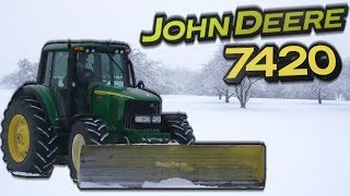 Snowplowing John Deere 7420 Plowing Deep Snow [upl. by Thane]