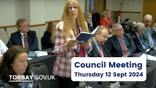 Torbay Council Meeting 12 Sept 2024 [upl. by Norihs414]