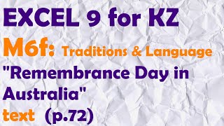 EXCEL 9 for Kaz M6f  REMEMBRANCE Day in AUSTRALIA  text p72 [upl. by Morgenthaler]