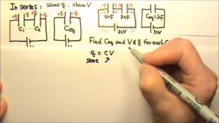 AP Physics 2 Static Electricity 34 Capacitors in Series Problem [upl. by Berthe574]