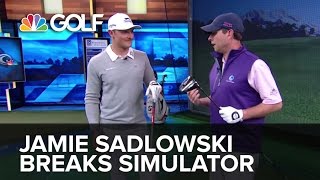 Jamie Sadlowski breaks Golf Channel simulator  Golf Channel [upl. by Anoek]