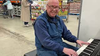 Benny Hill Theme Yakety Sax on Roland Piano at Costco [upl. by Arabeila]