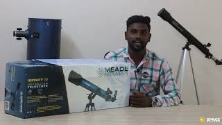 Meade Infinity 70 AZ Telescope  Unboxing  Assembling  Handling  Space Arcade [upl. by Ylicic472]