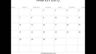 Free March 2017 Calendar Printable with US Holidays and moonphases [upl. by Eylhsa660]