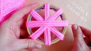 Amazing Craft Ideas with Wool  Hand Embroidery Easy Trick  DIY Woolen Flowers  Sewing Hack [upl. by Ahsinned]