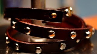 DIY Leather Studded Wrap Bracelet [upl. by Nylzaj483]