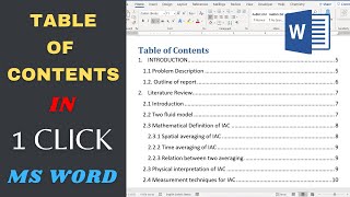 How to Create Table of Content in Word with just 1 Click  Create Contents in just one click 2020 [upl. by Ahsitram]